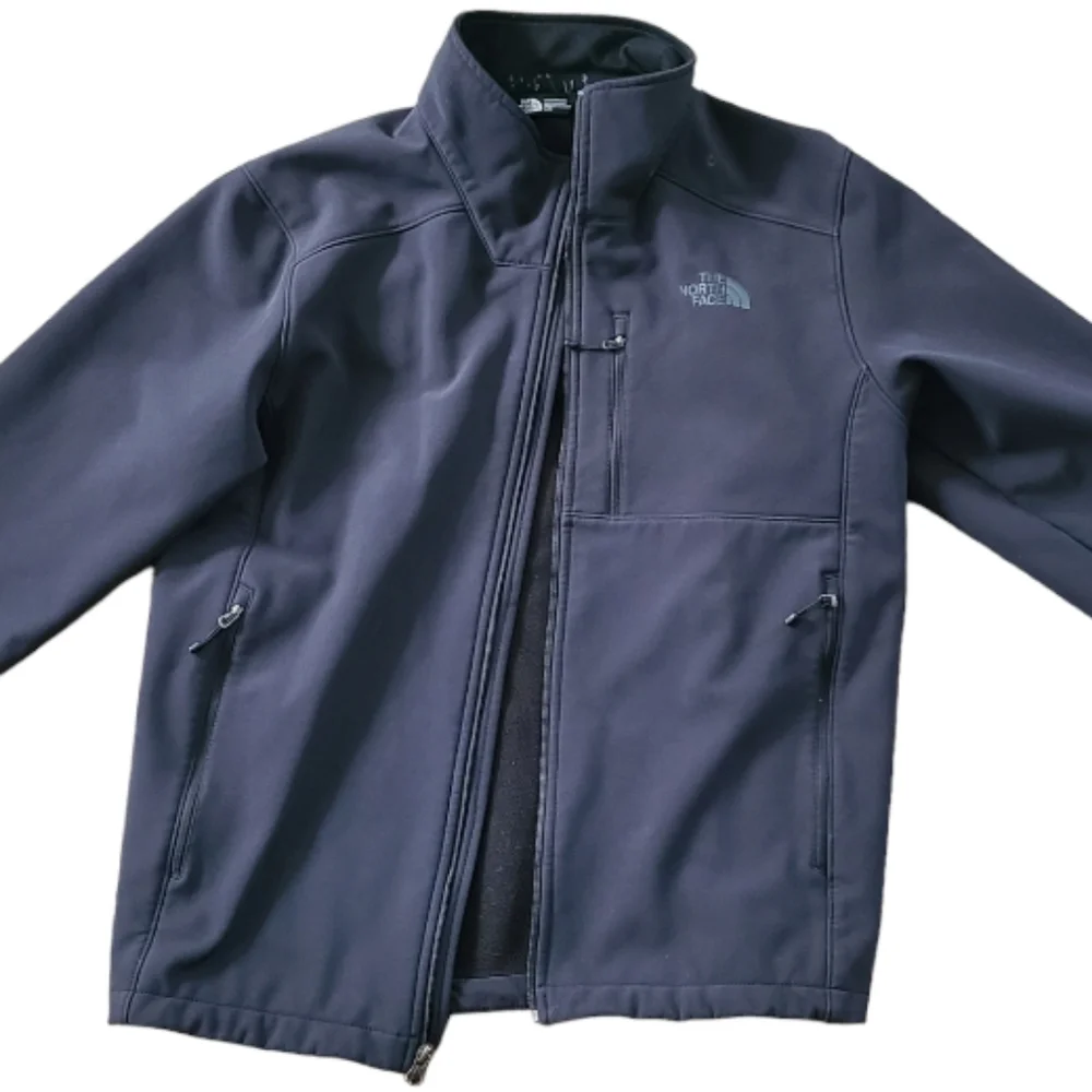 The North Face softshell jacket men's LG--ZIPPER BROKEN & SM‎ BURN HOLE--flaws